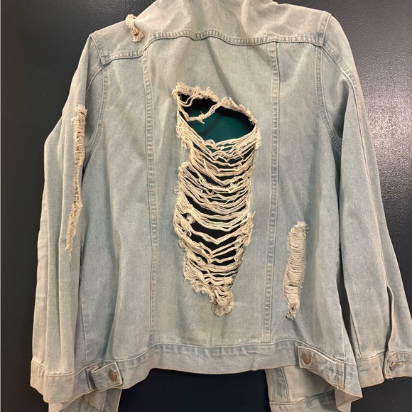 Distressed Light Blue Denim Jacket - Picture 2 of 2